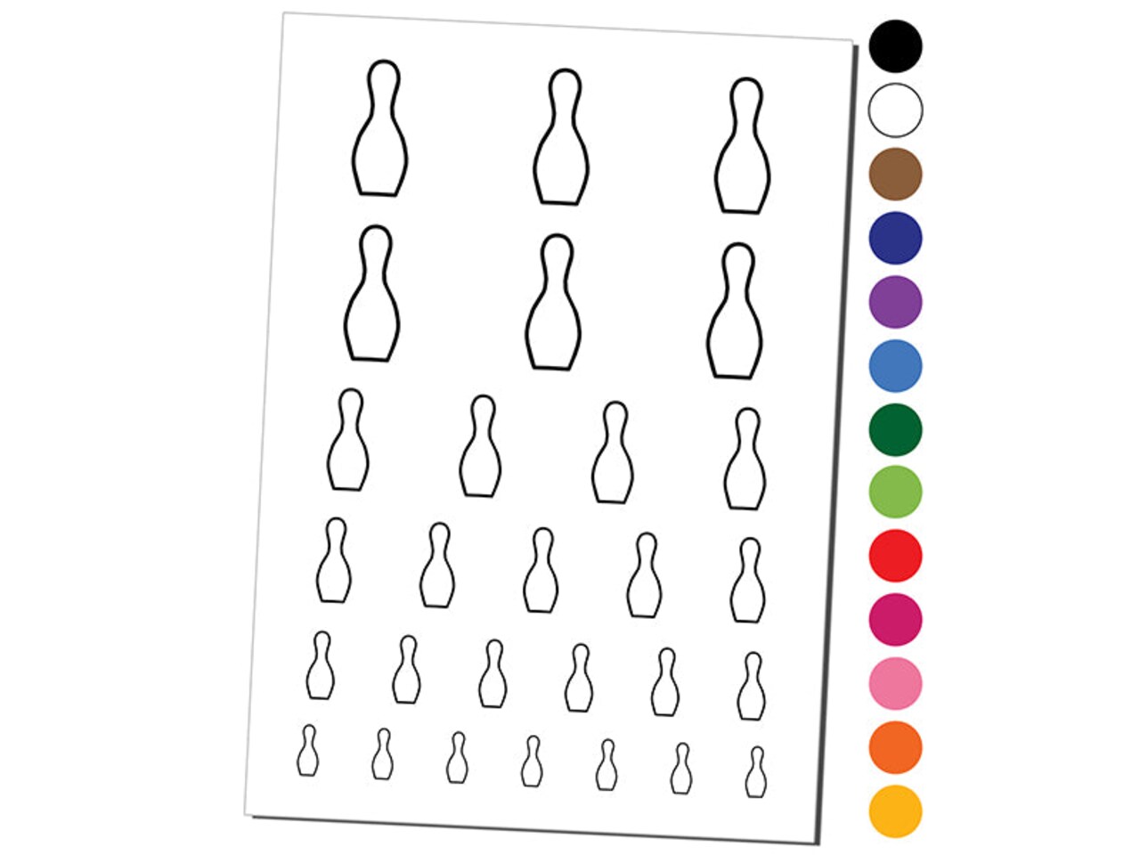 Bowling Pin Outline Temporary Tattoo Water Resistant Fake Body Art Set Collection